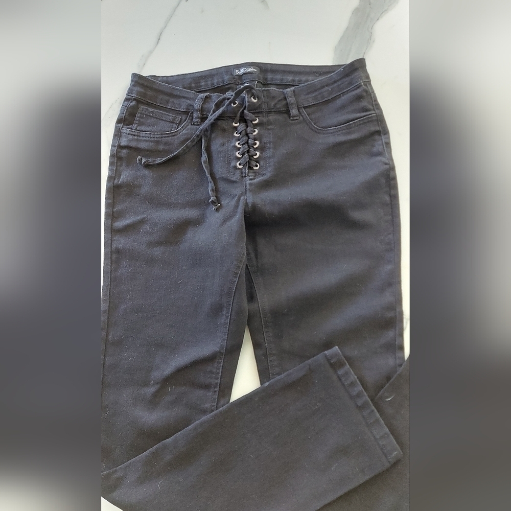 Edgy Y2K Lace-Up Skinny Jeans  SUKO Jeans Gothic Grunge Streetwear Size 10